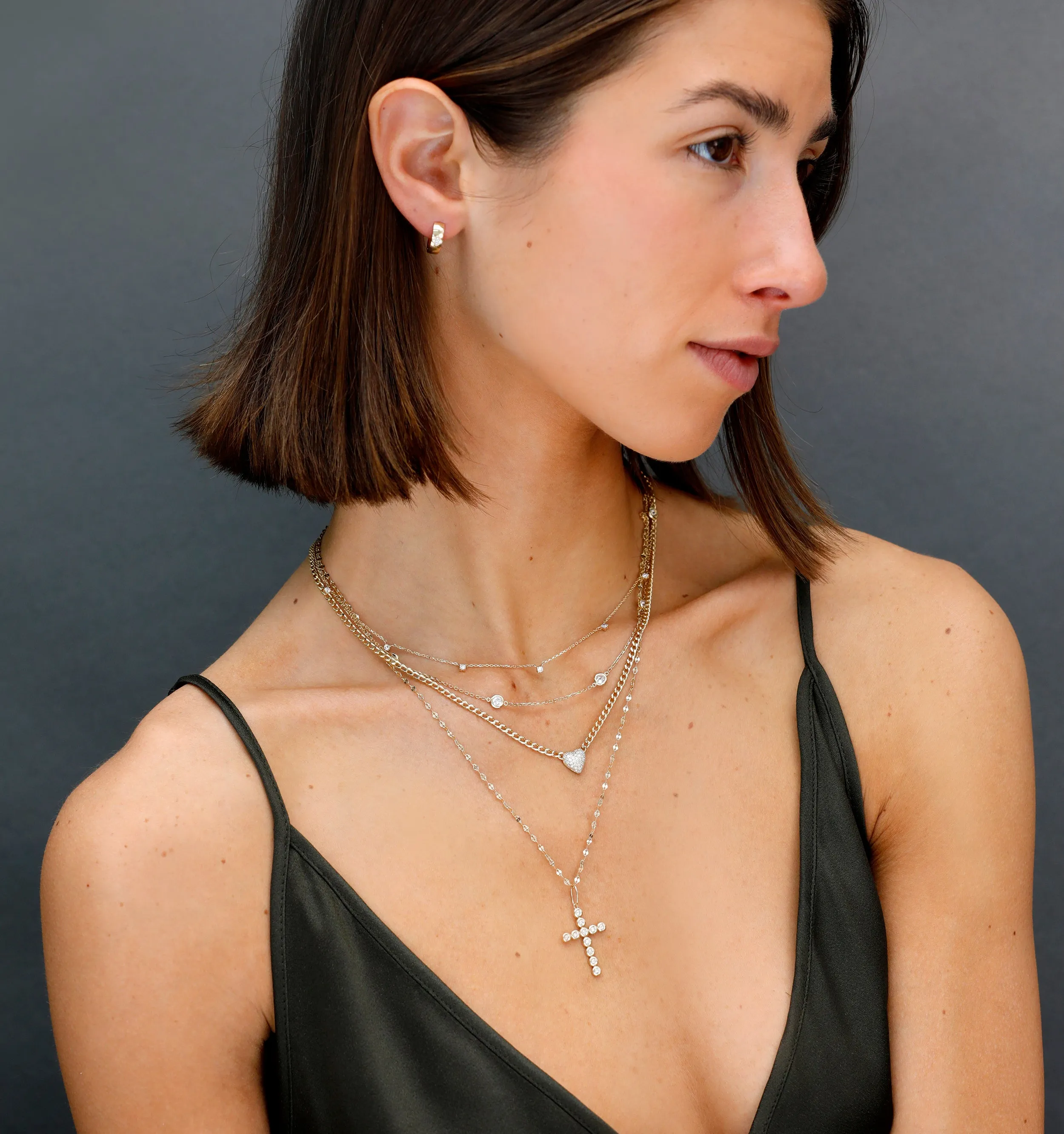 Diamond Bezel Cross Charm, Kiara SARAHELISE