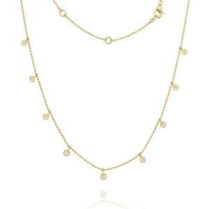 Diamond Bezel Drop Station 14K Yellow Gold Necklace Croghans
