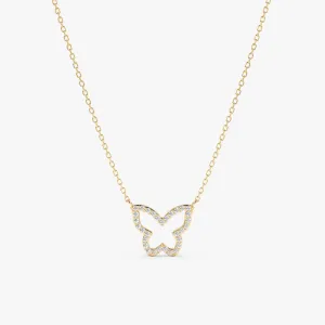 Diamond Butterfly Cutout Necklace, Asper SARAHELISE
