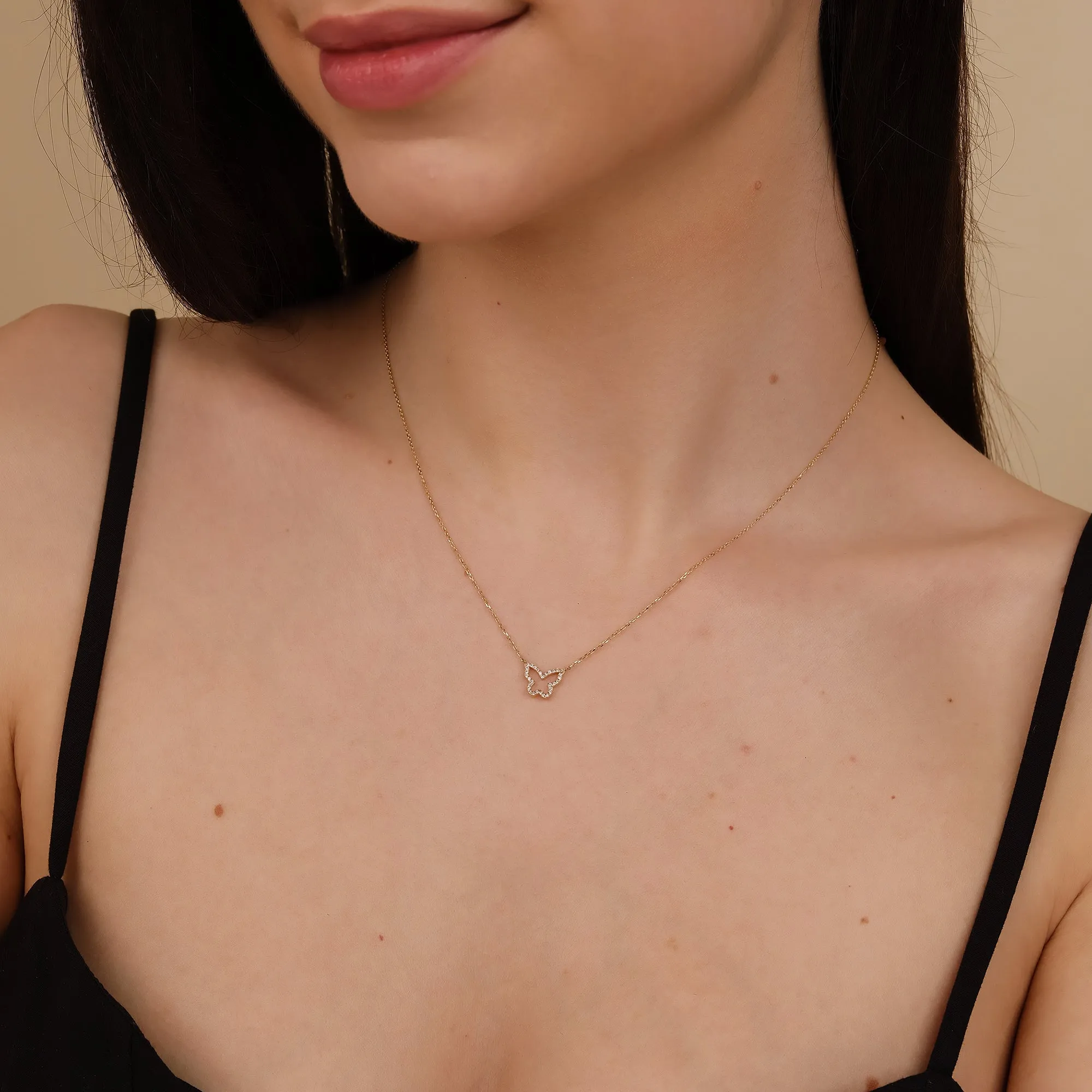Diamond Butterfly Cutout Necklace, Asper SARAHELISE