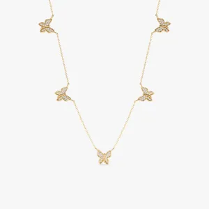 Diamond Butterfly Station Necklace, Phoebe SARAHELISE