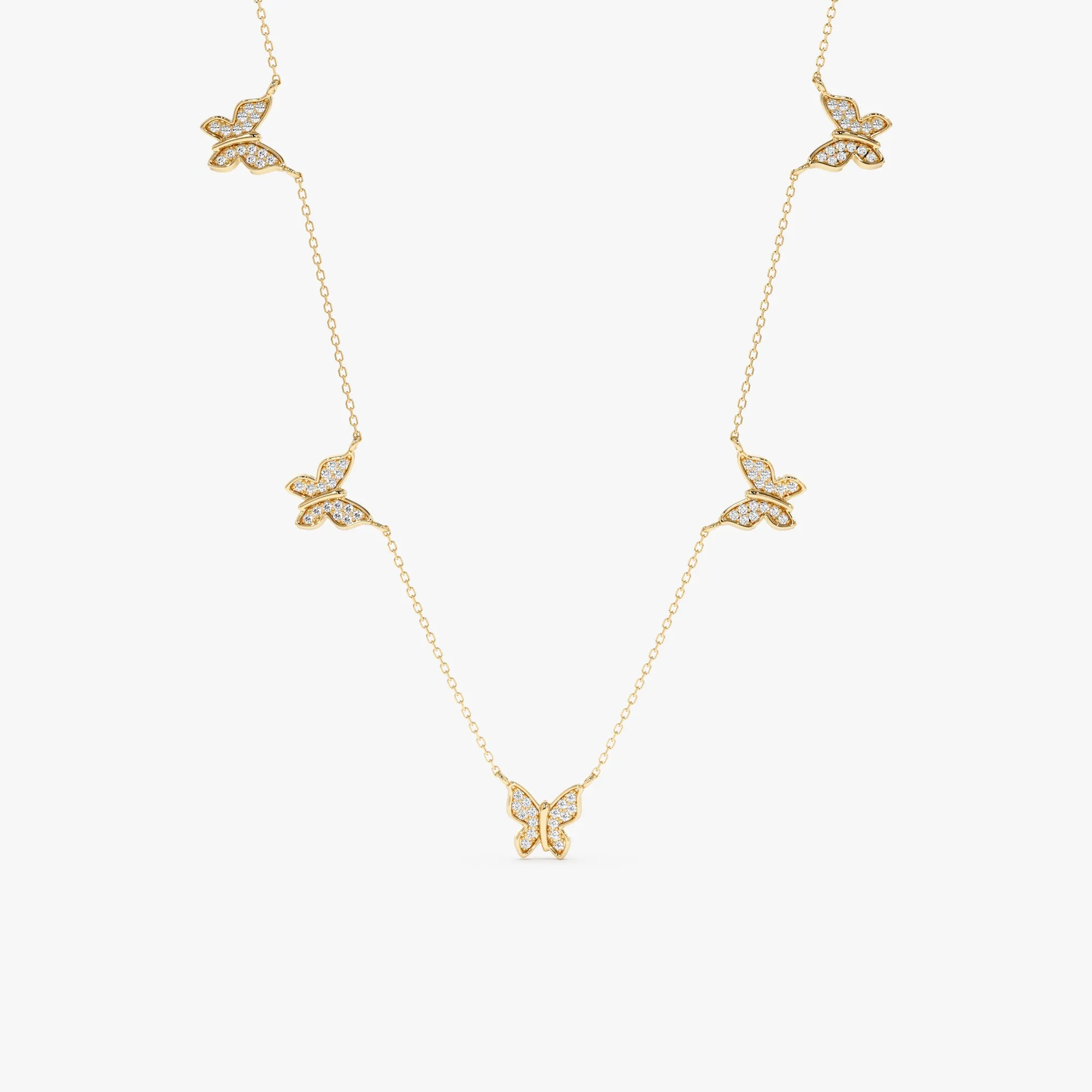 Diamond Butterfly Station Necklace, Phoebe SARAHELISE