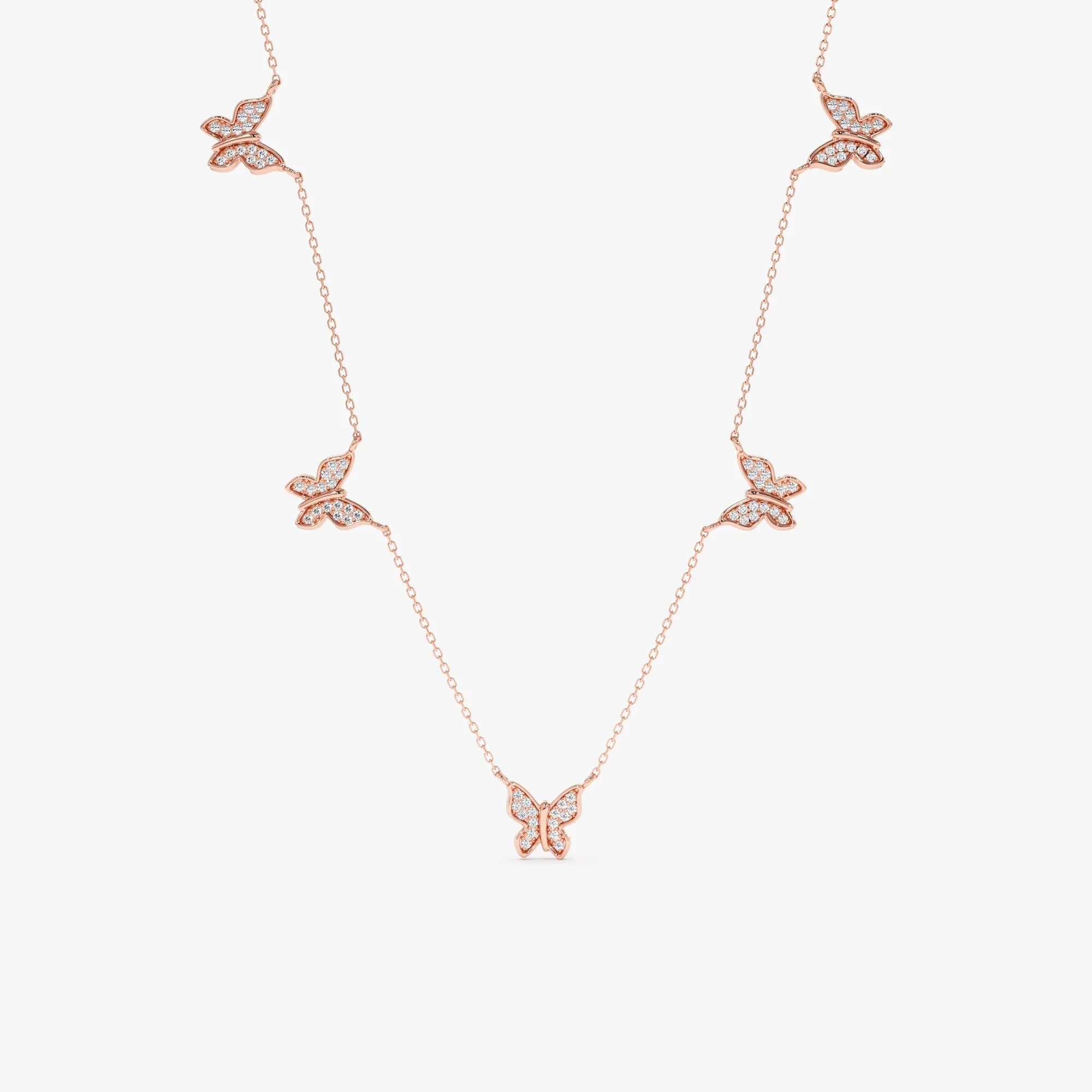 Diamond Butterfly Station Necklace, Phoebe SARAHELISE