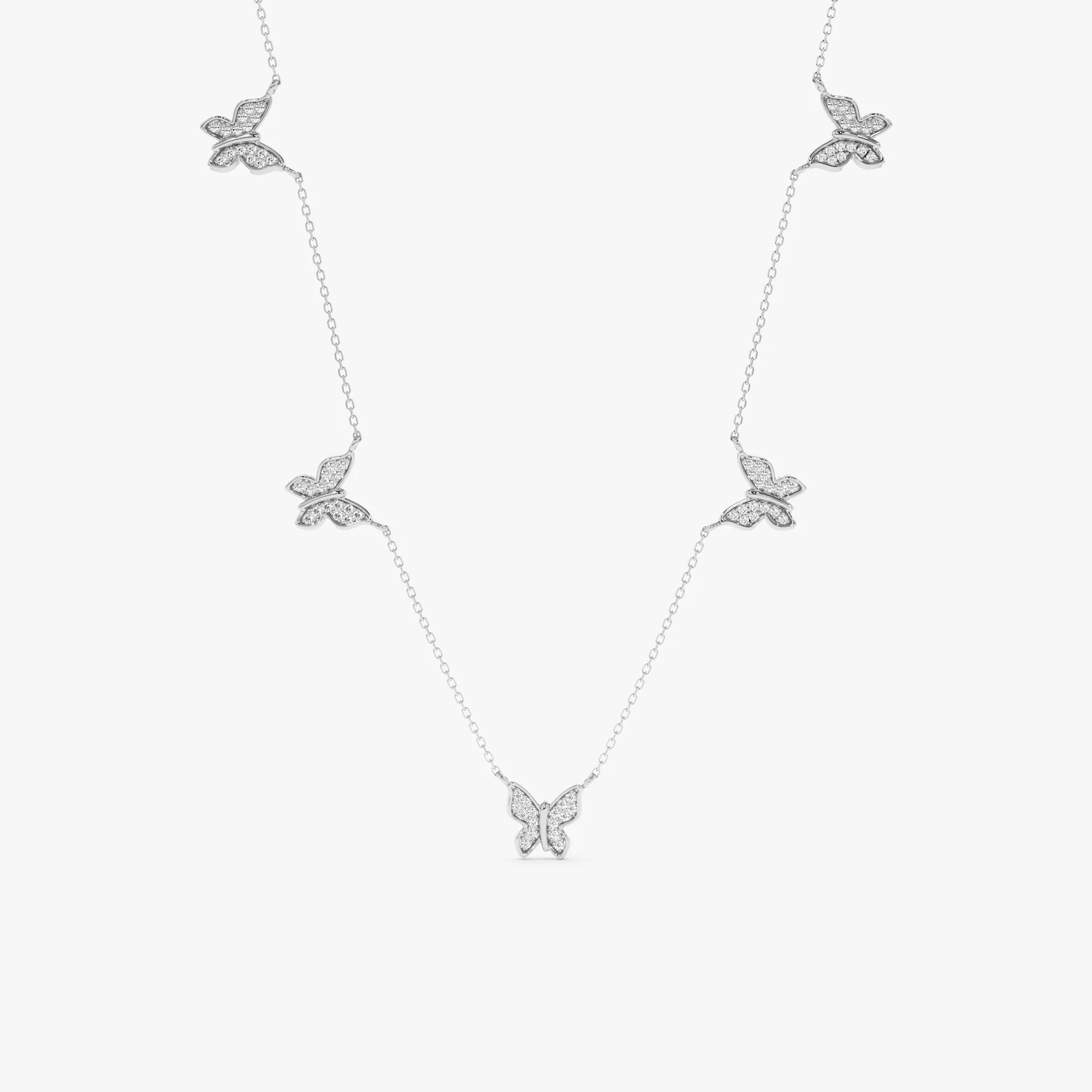 Diamond Butterfly Station Necklace, Phoebe SARAHELISE
