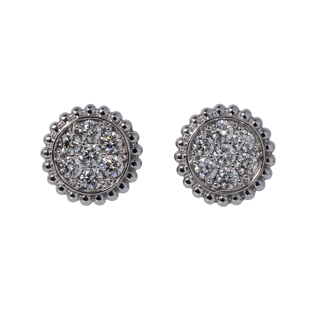 Diamond Cluster Bead Edge 14K Gold Stud Earrings Croghans