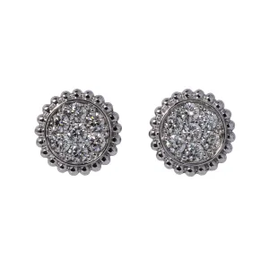 Diamond Cluster Bead Edge 14K Gold Stud Earrings Croghans