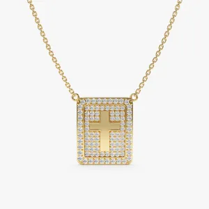 Diamond Cross Tablet Necklace, Cali SARAHELISE