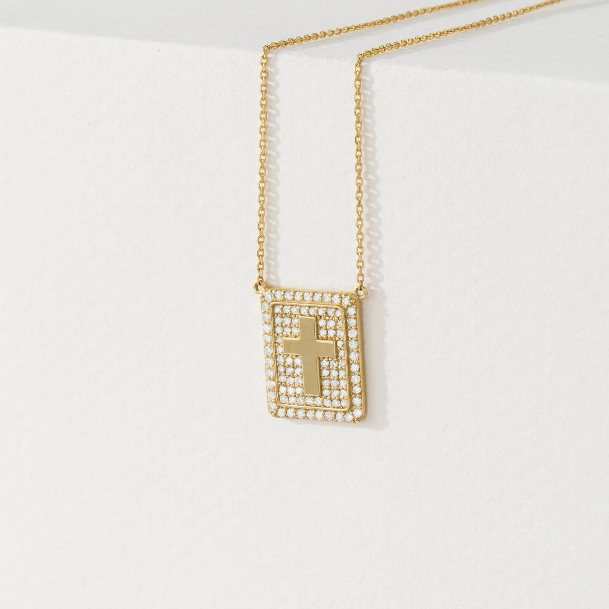 Diamond Cross Tablet Necklace, Cali SARAHELISE