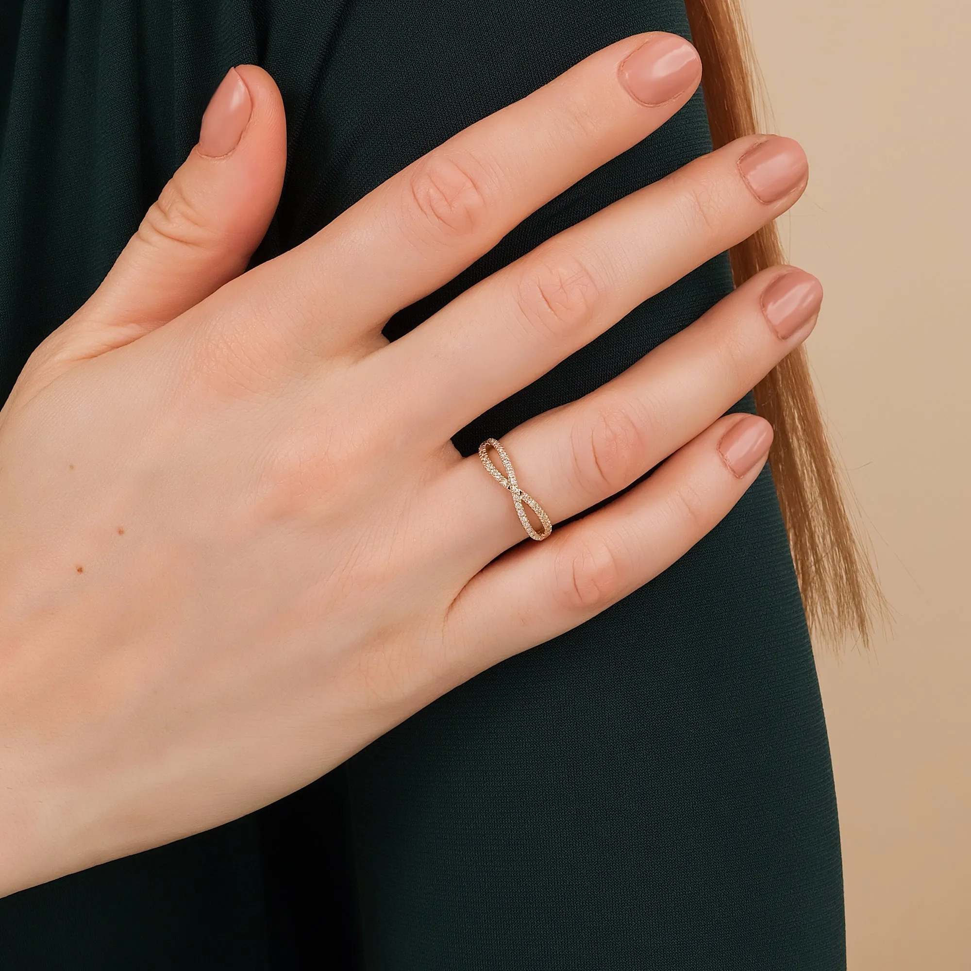 Diamond Crossover Gold Ring, Emily SARAHELISE