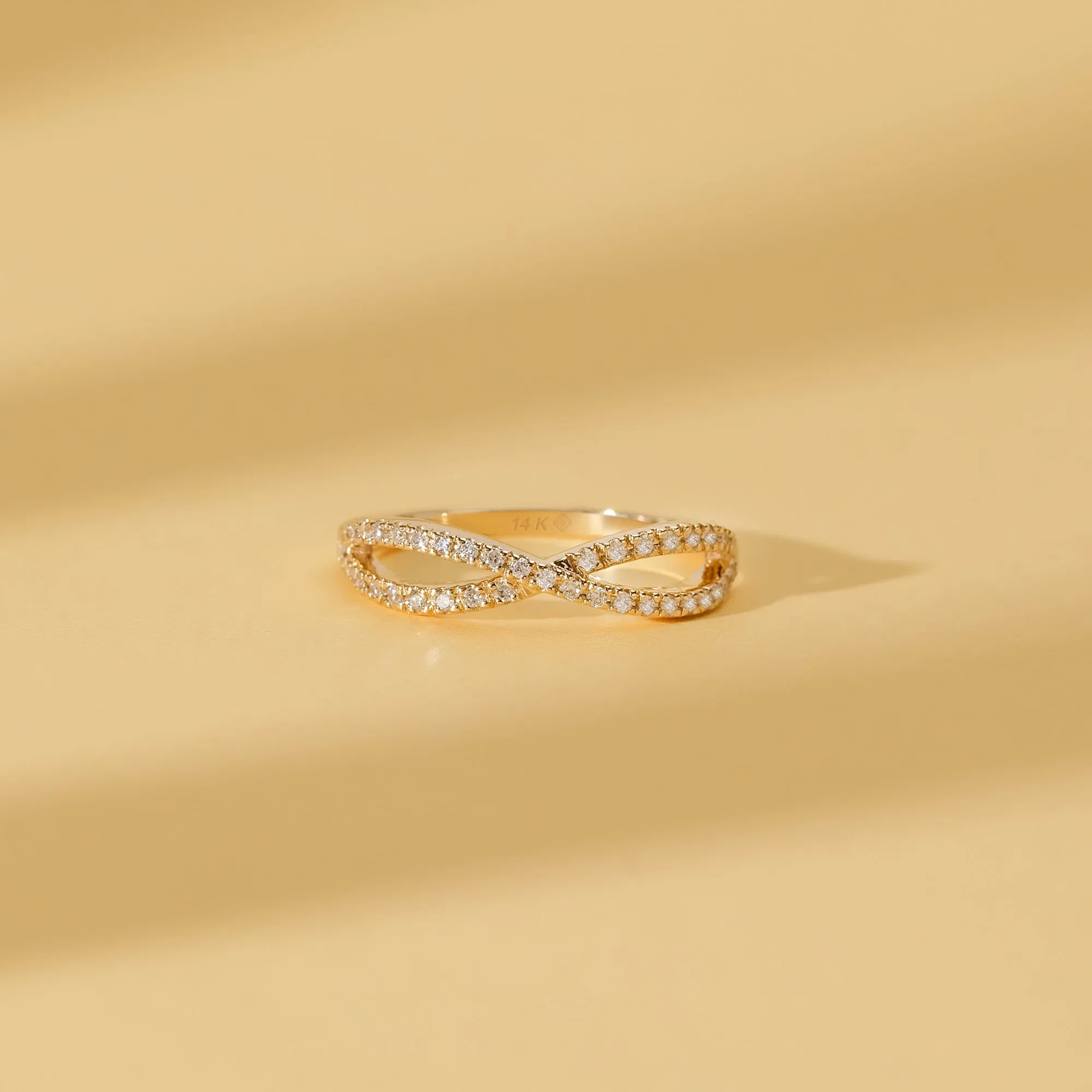 Diamond Crossover Gold Ring, Emily SARAHELISE