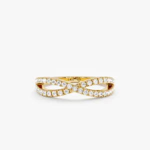 Diamond Crossover Gold Ring, Emily SARAHELISE