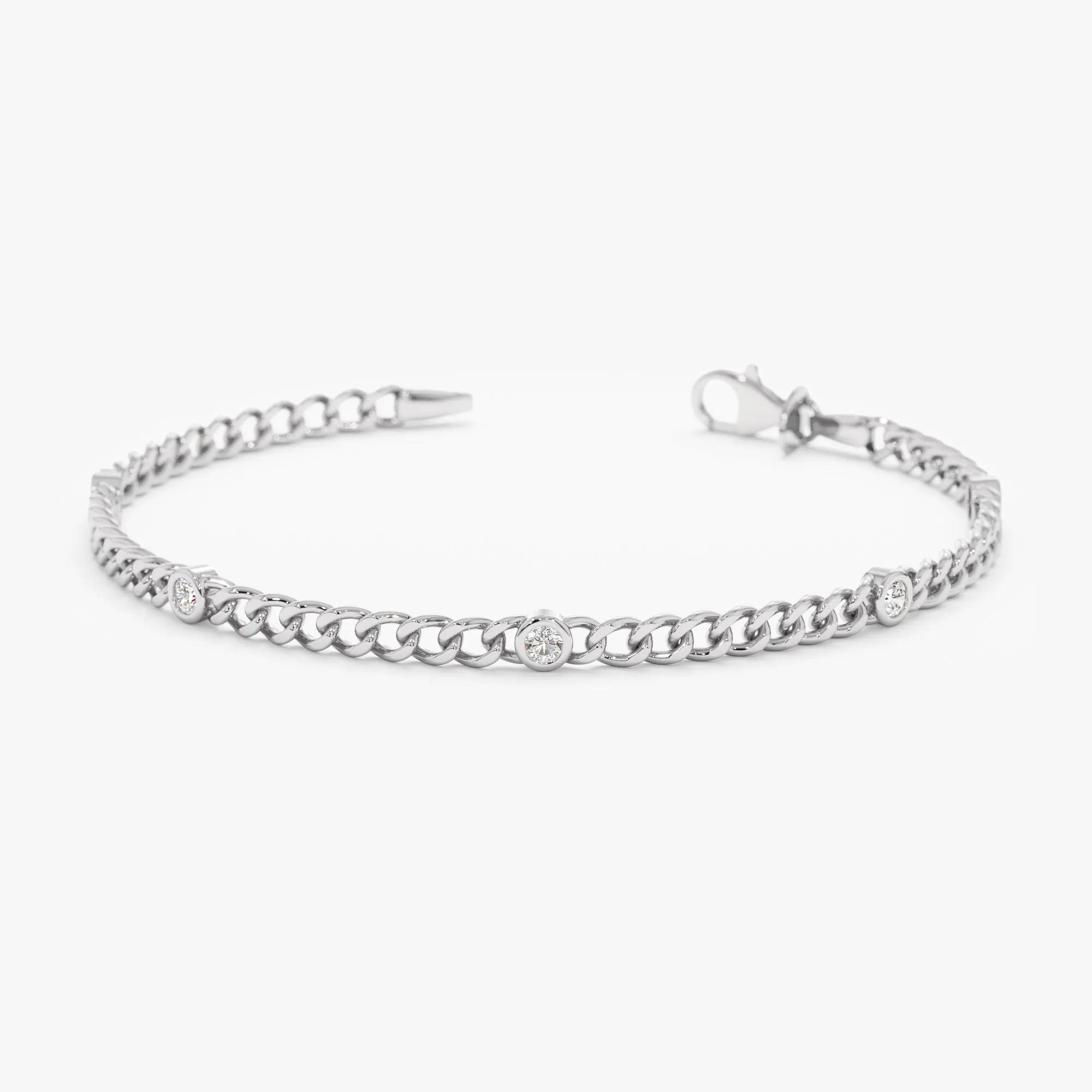 Diamond Cuban Chain Station Bracelet, Salma SARAHELISE