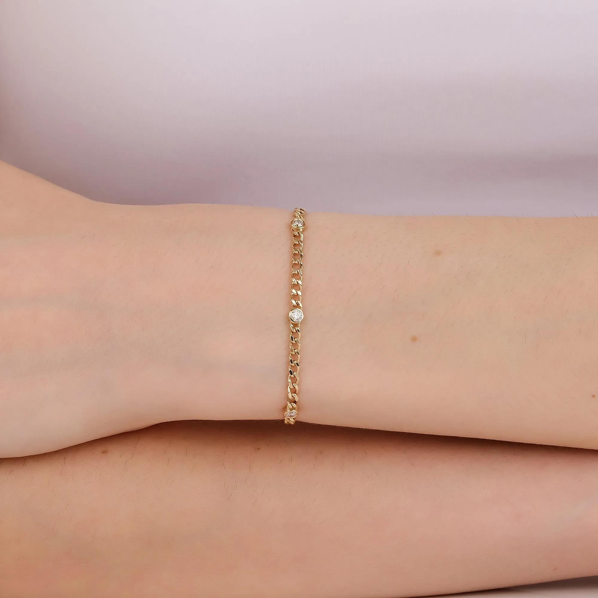 Diamond Cuban Chain Station Bracelet, Salma SARAHELISE