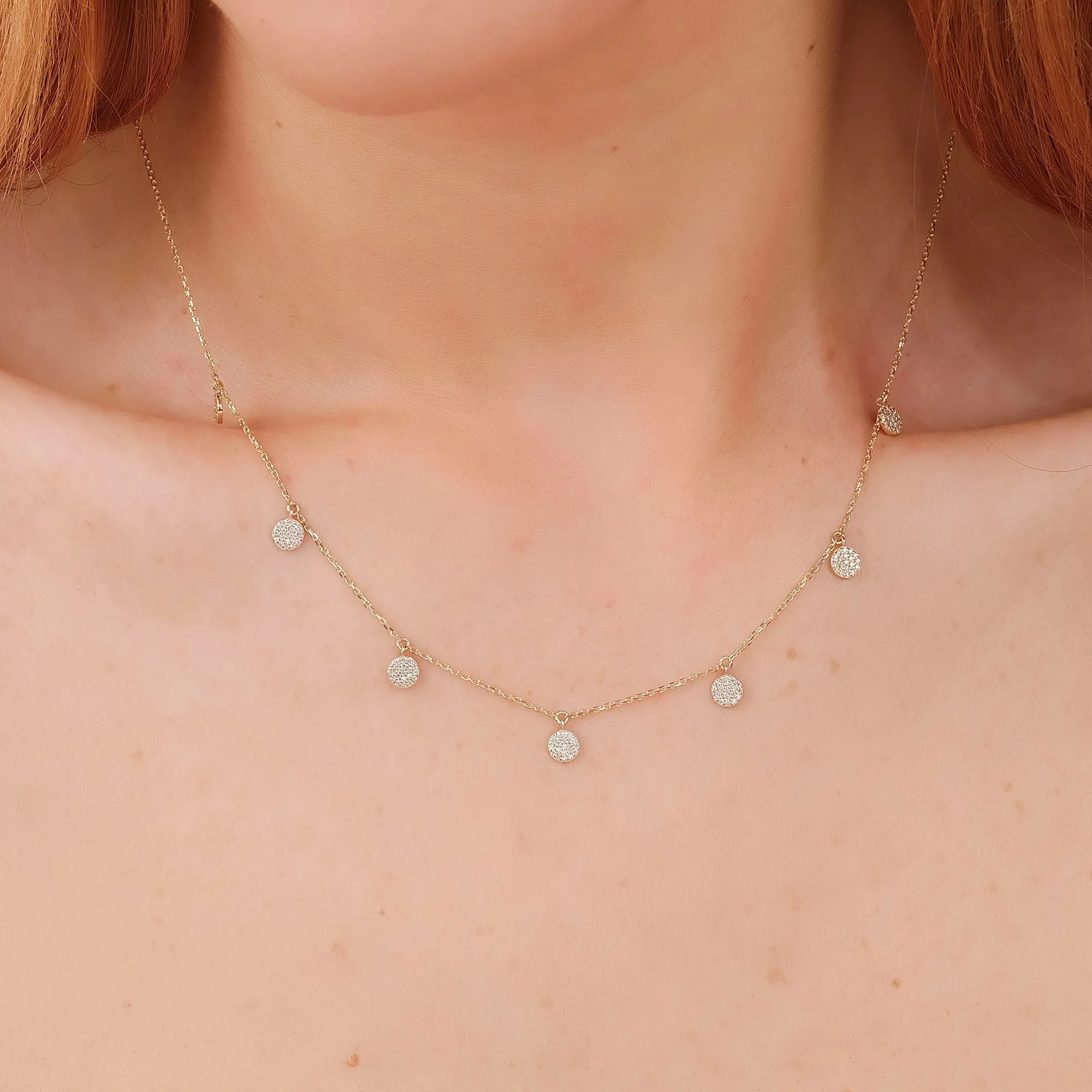 Diamond Disc Drop Necklace, Maggie SARAHELISE