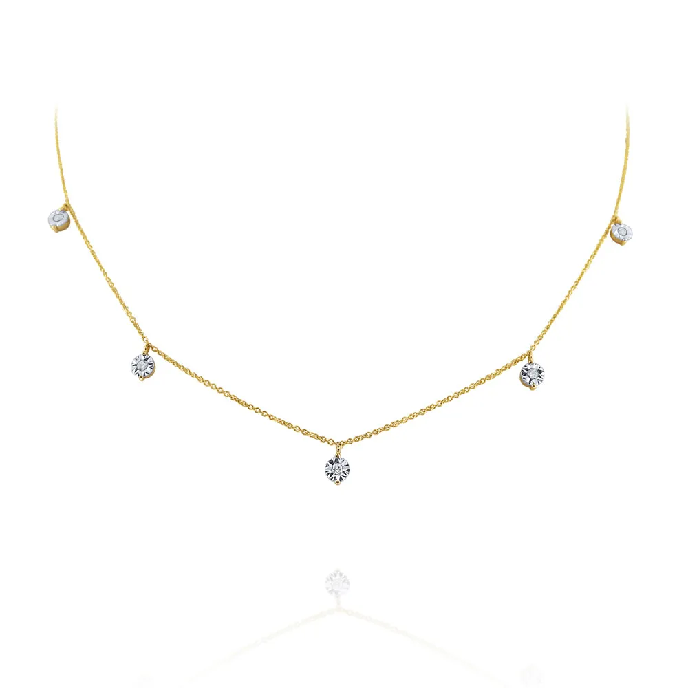 Diamond Drop Station 14K Yellow Gold Necklace Croghans