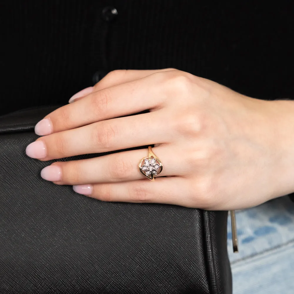 Diamond Flower Ring in 9ct Yellow & White Gold Shiels