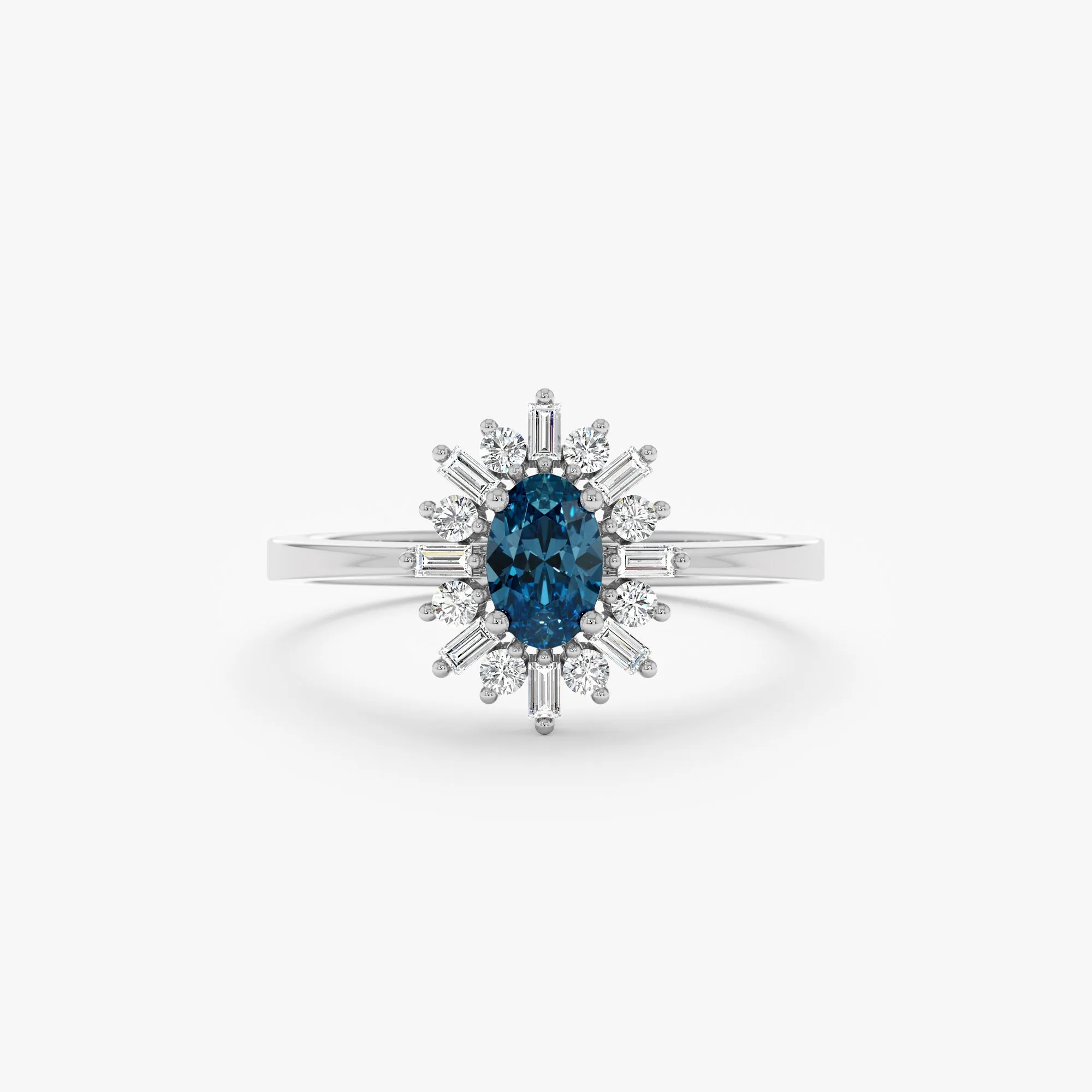Diamond Framed Blue Topaz Engagement Ring, Azulia SARAHELISE