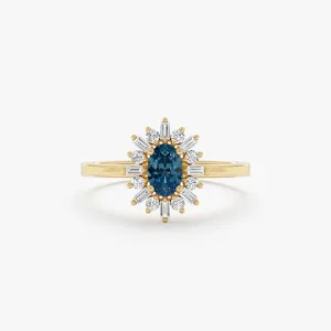 Diamond Framed Blue Topaz Engagement Ring, Azulia SARAHELISE