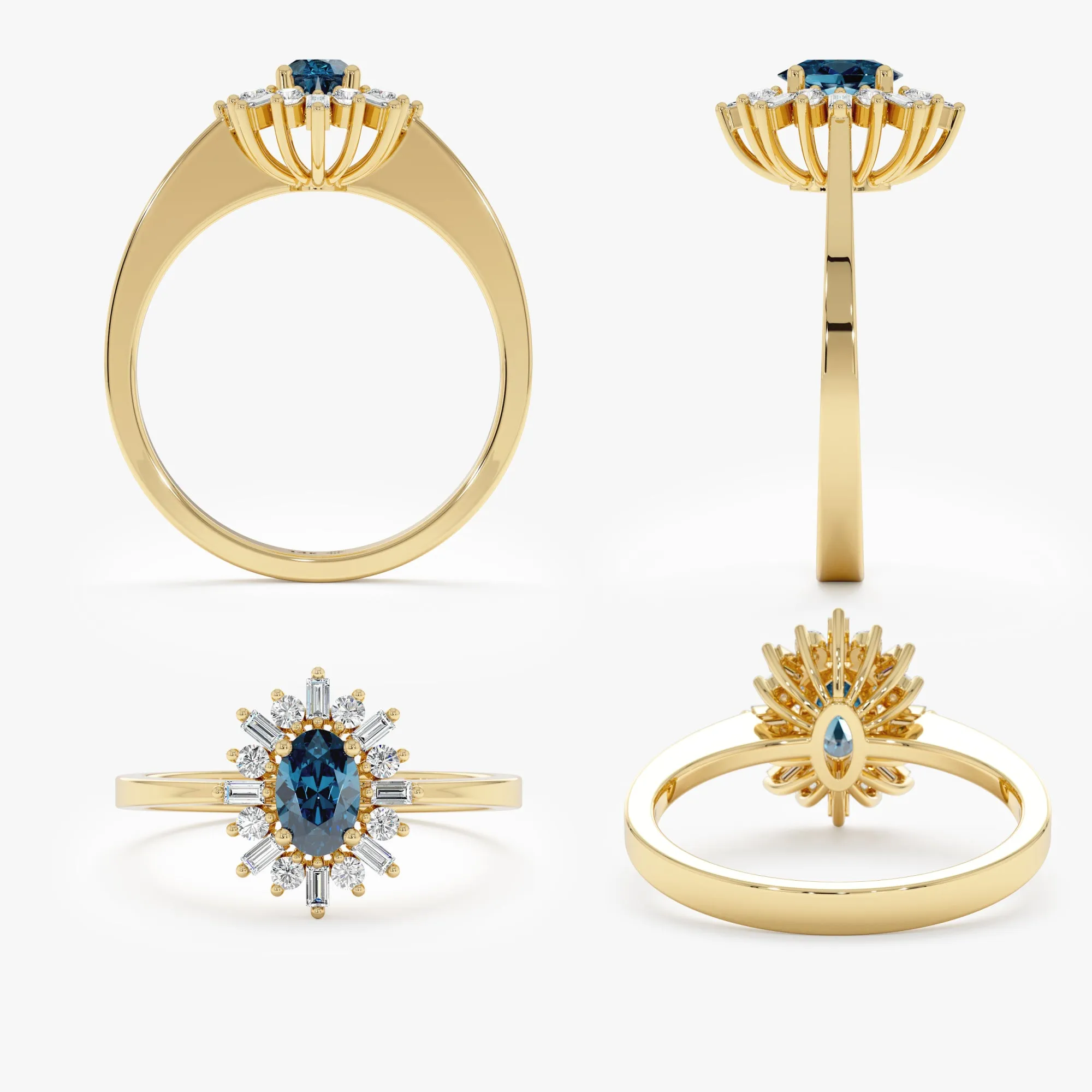 Diamond Framed Blue Topaz Engagement Ring, Azulia SARAHELISE