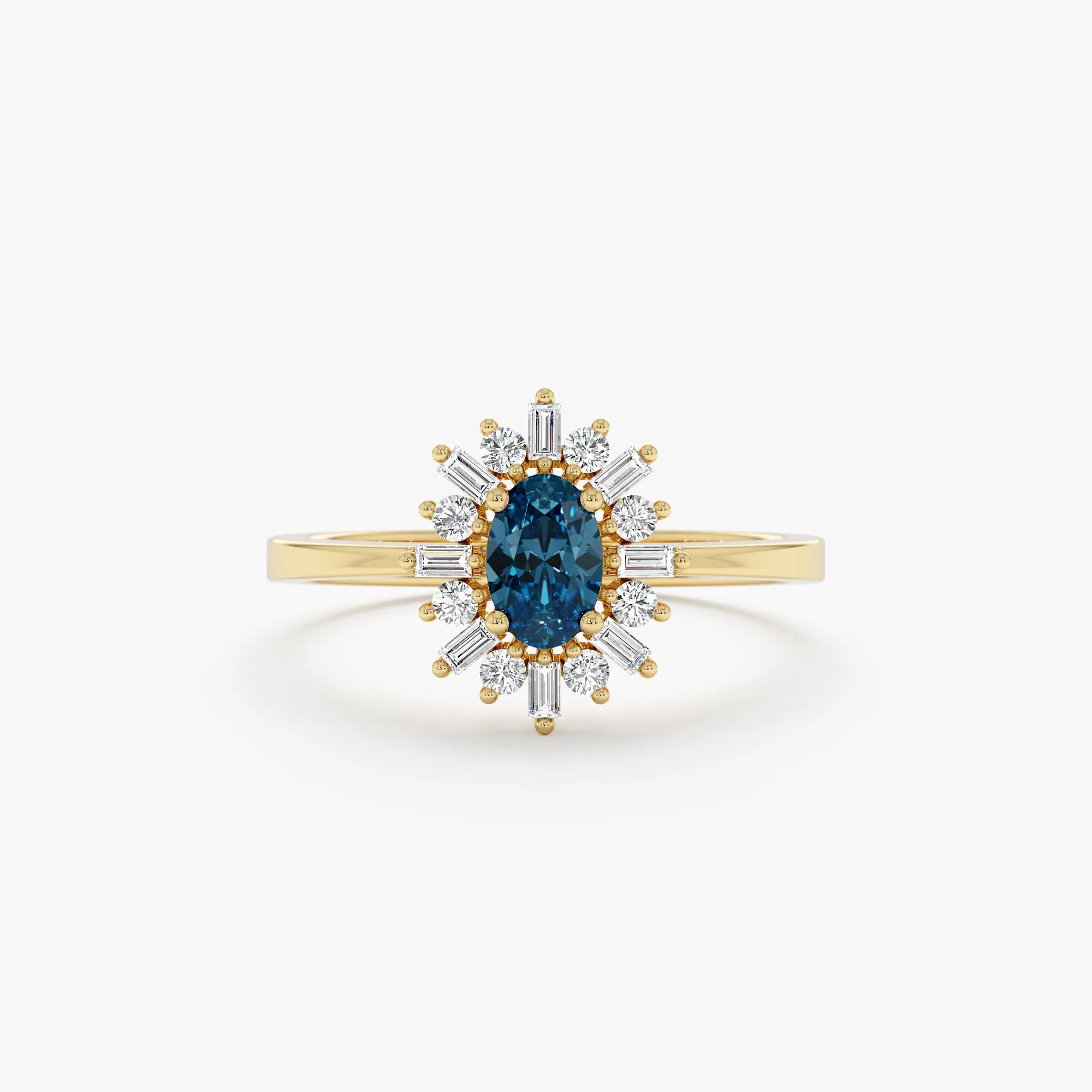 Diamond Framed Blue Topaz Engagement Ring, Azulia SARAHELISE