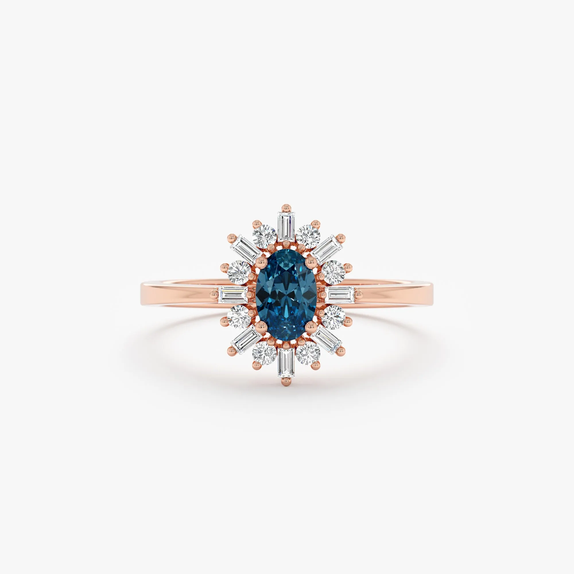Diamond Framed Blue Topaz Engagement Ring, Azulia SARAHELISE