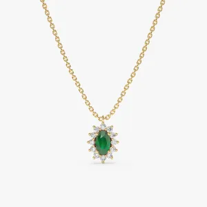 Diamond Halo Emerald Necklace, Roselyn SARAHELISE