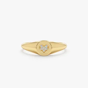 Diamond Heart Signet Ring, Kate SARAHELISE