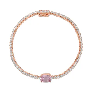 DIAMOND HEPBURN BRACELET WITH PINK SAPPHIRE CUSHION CENTER Anita Ko