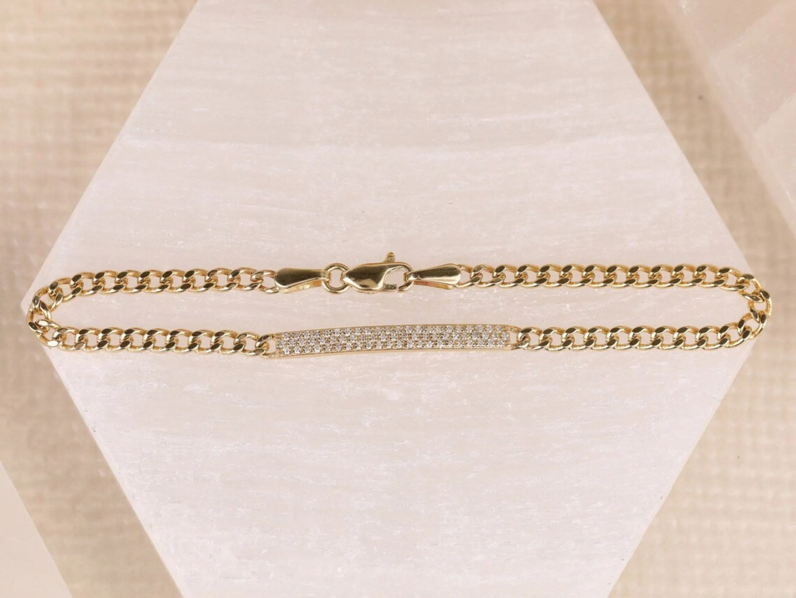 Diamond ID Cuban Chain Bracelet, Samantha SARAHELISE
