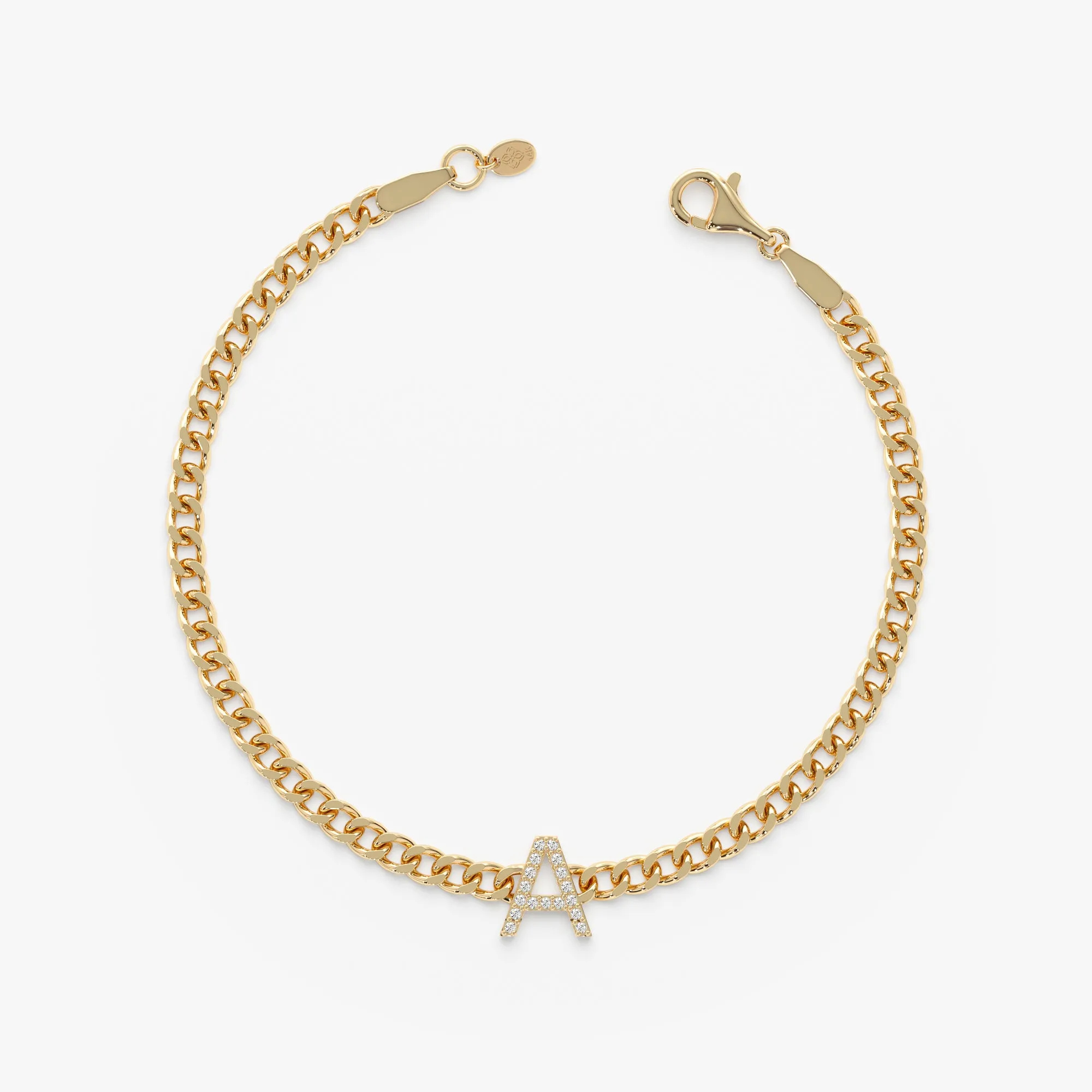 Diamond Initial Cuban Chain Bracelet, Vivian SARAHELISE