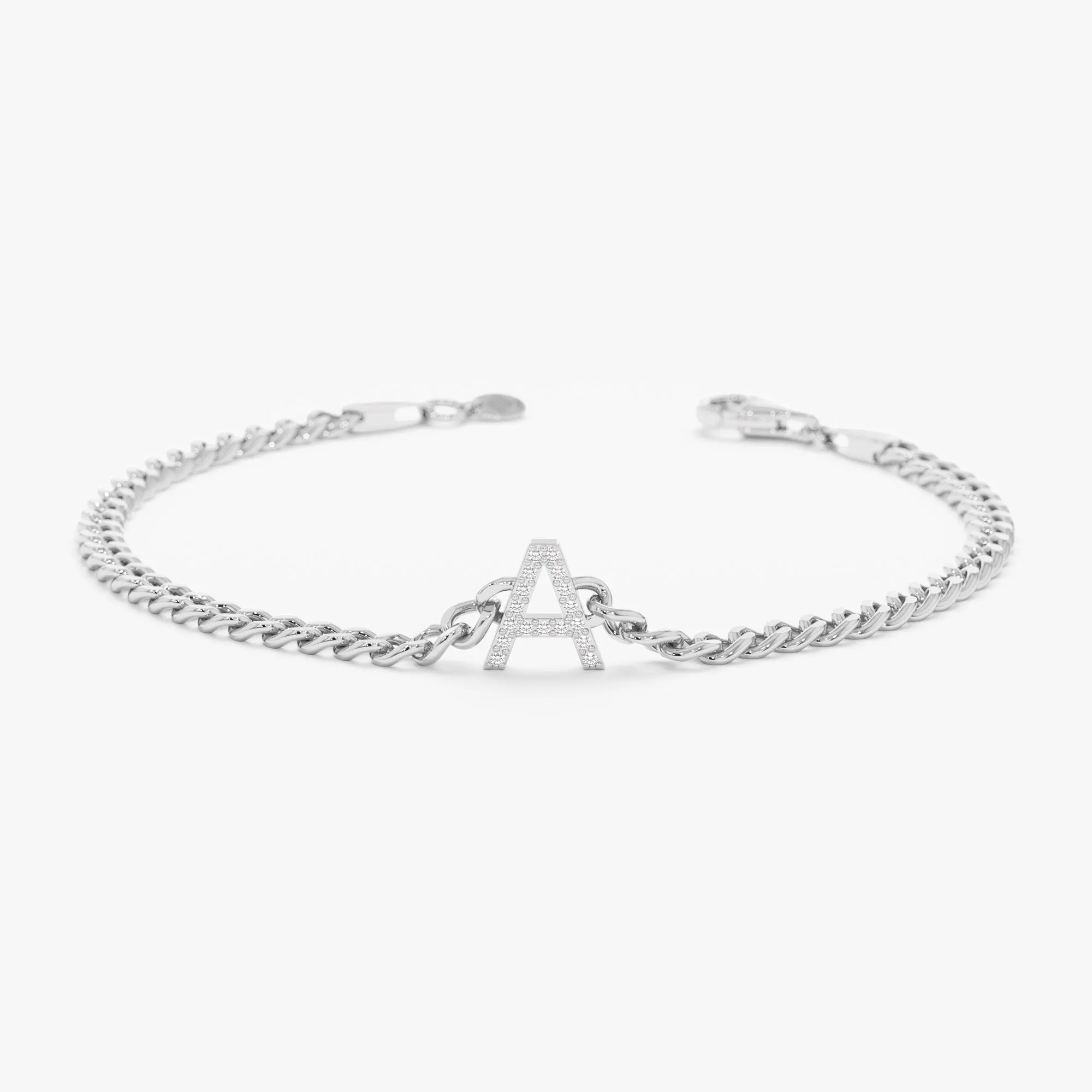 Diamond Initial Cuban Chain Bracelet, Vivian SARAHELISE