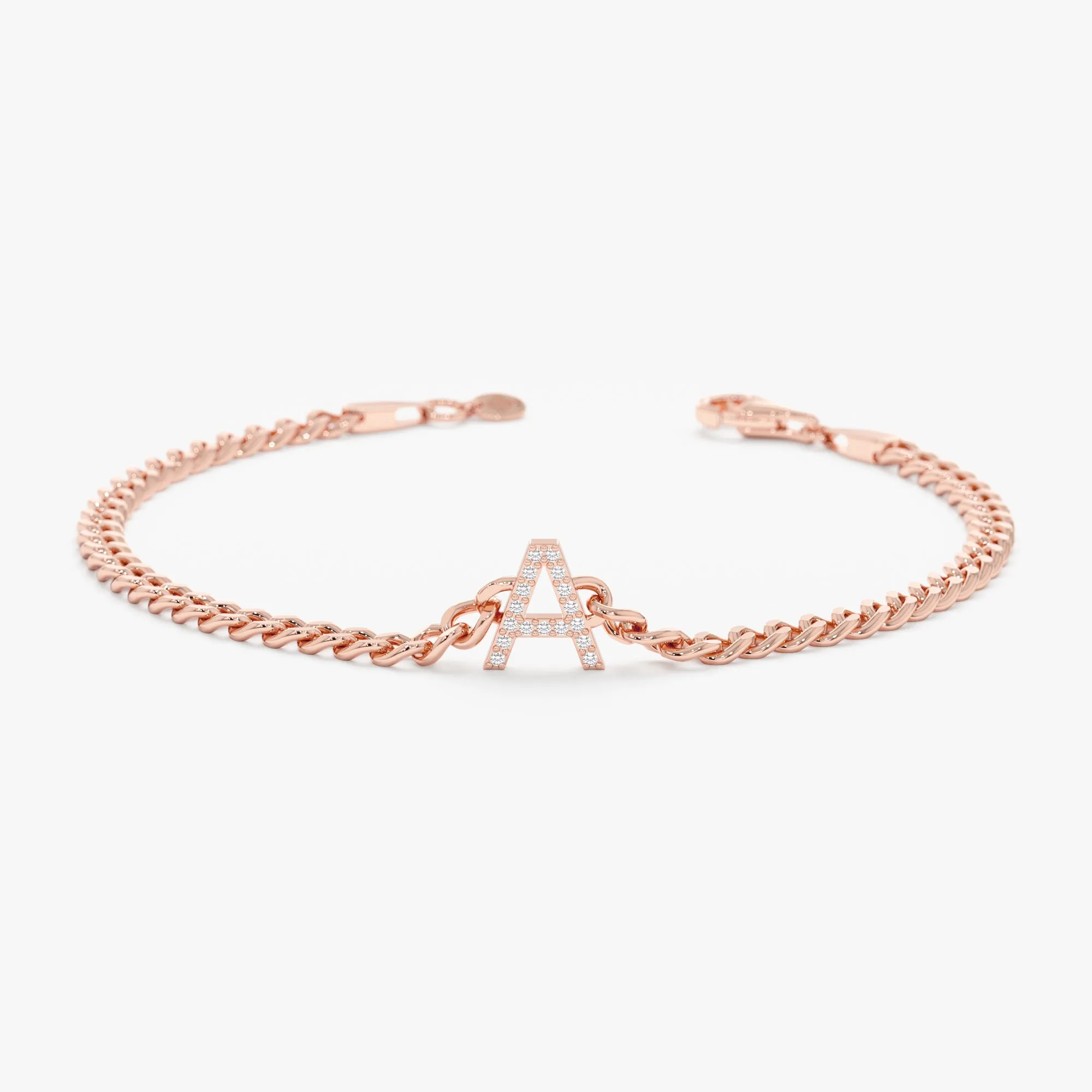 Diamond Initial Cuban Chain Bracelet, Vivian SARAHELISE