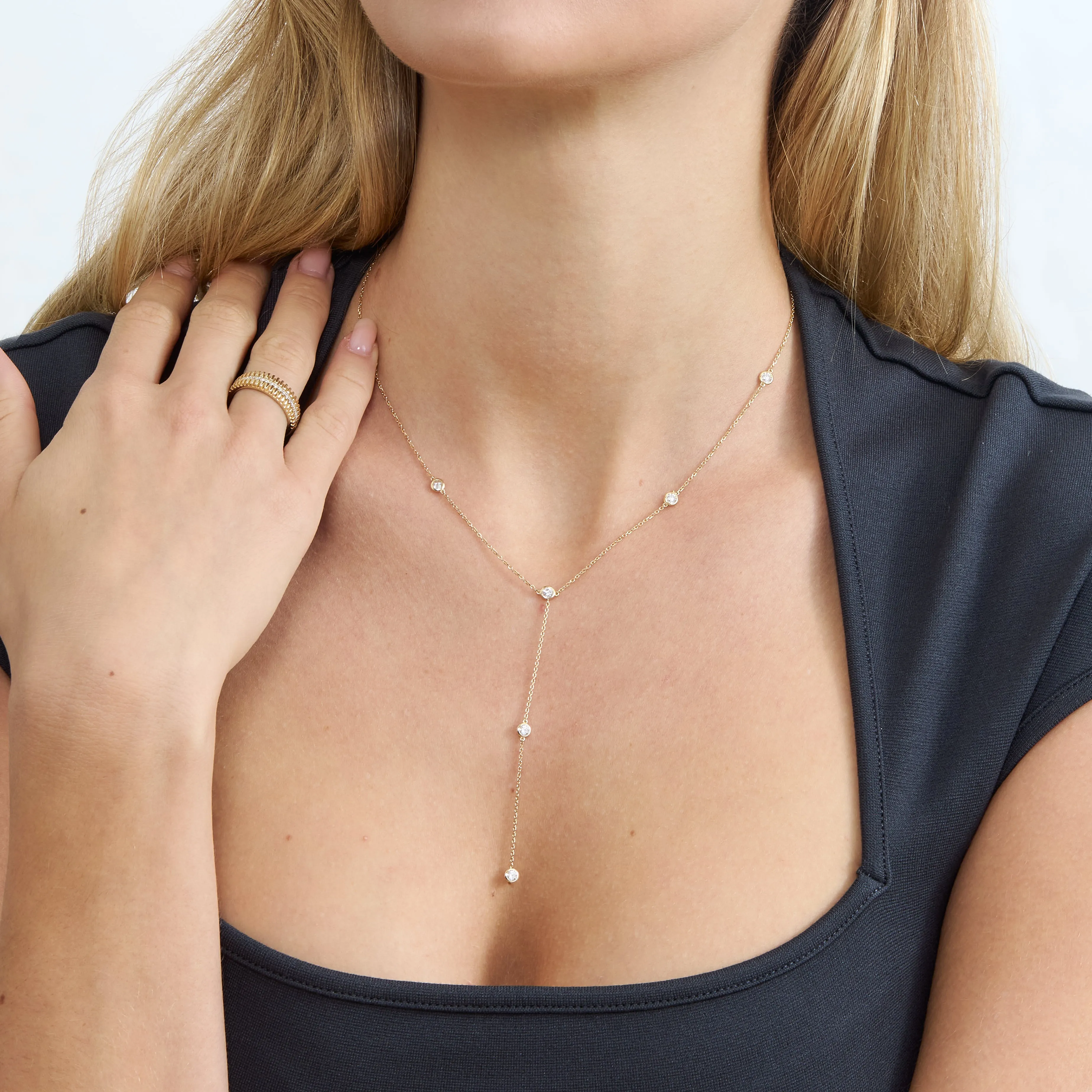 Diamond Lariat Necklace, Zafir SARAHELISE