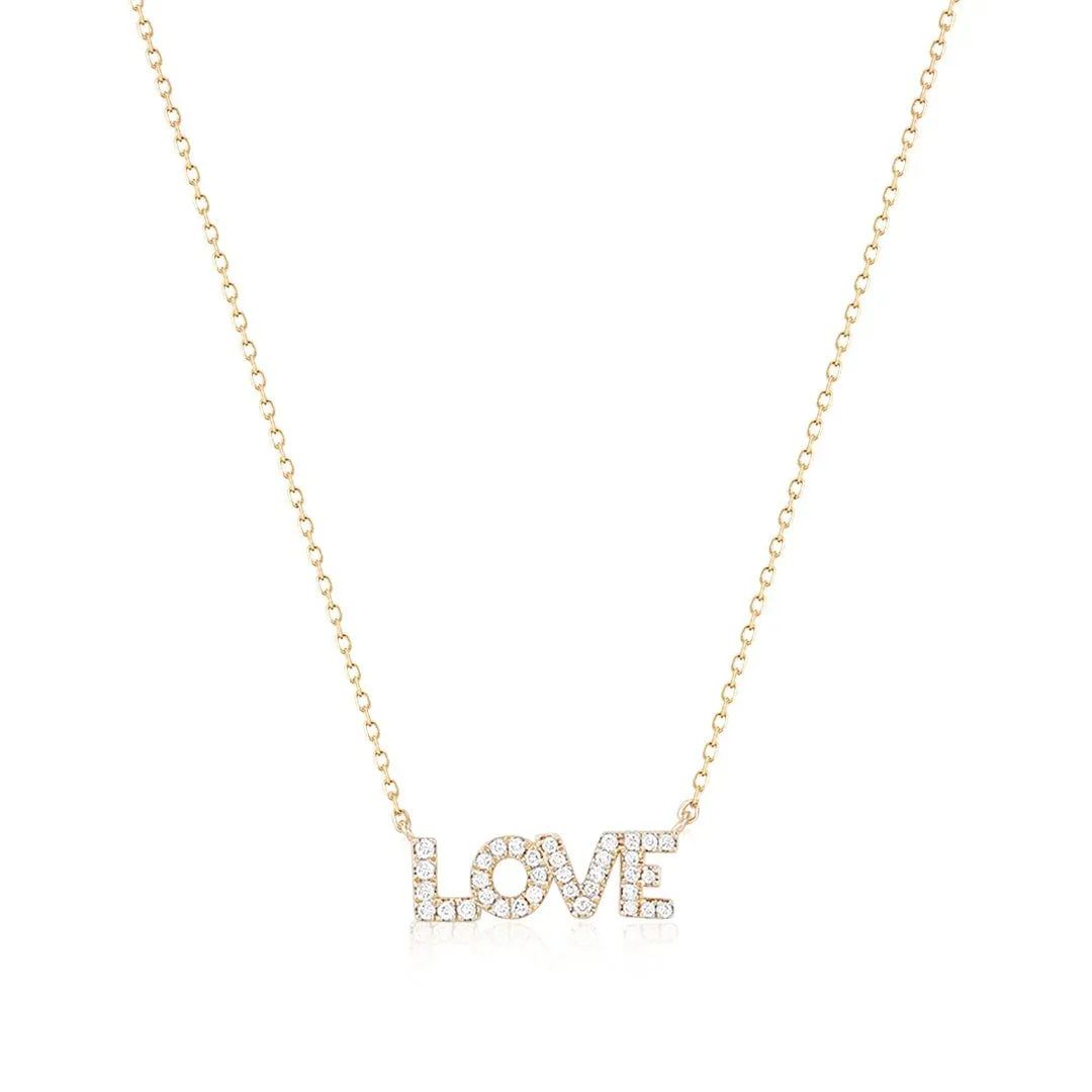 Diamond LOVE 14K Yellow Gold Necklace Croghans