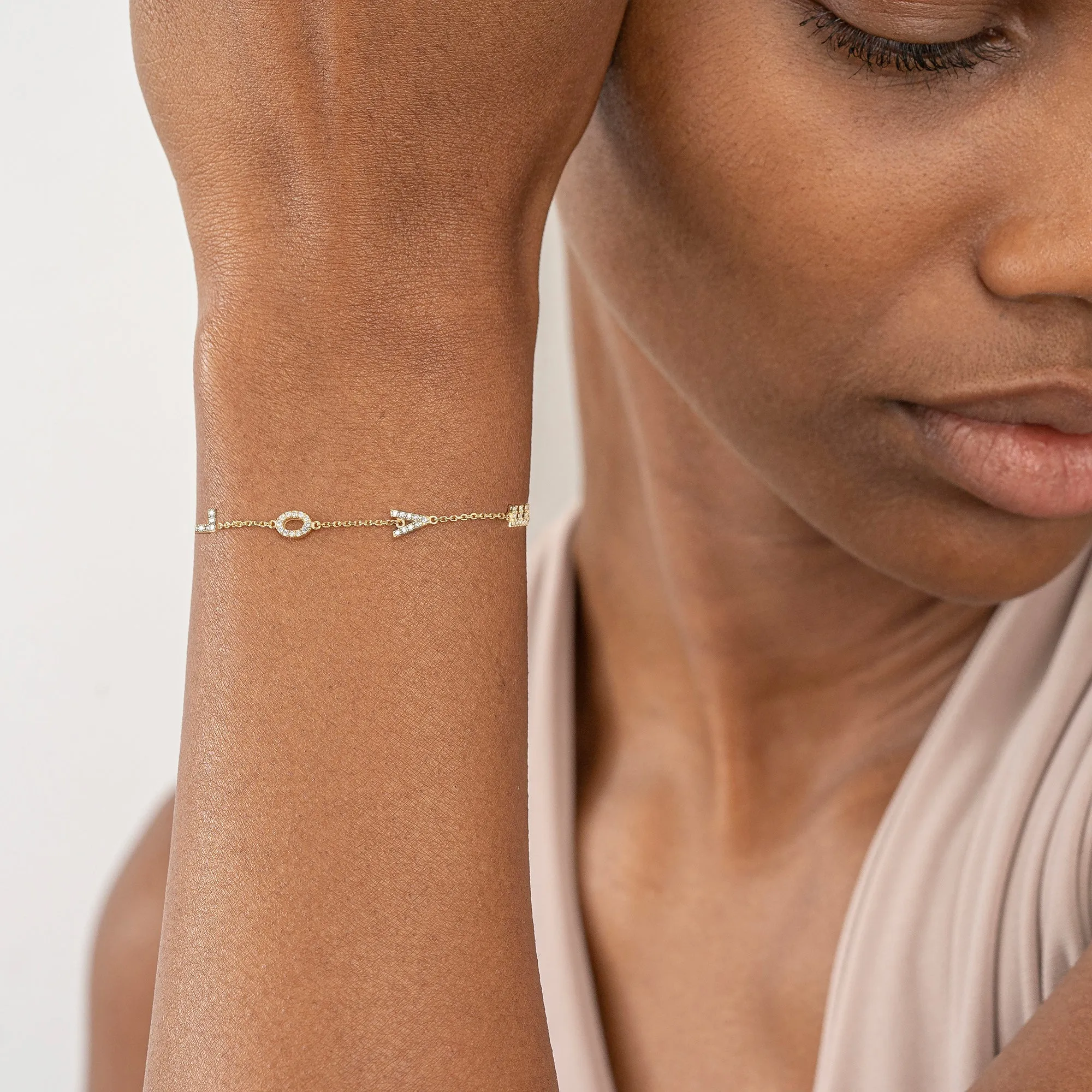 Diamond LOVE Bracelet In Gold, Sandra SARAHELISE