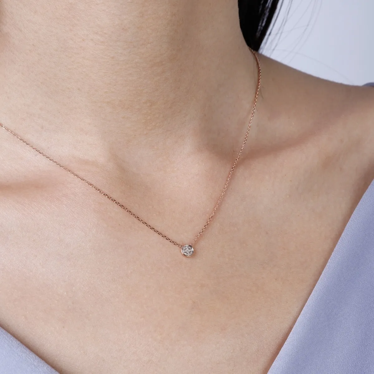 Diamond Micro Pav Round 14K Gold Necklace Croghans