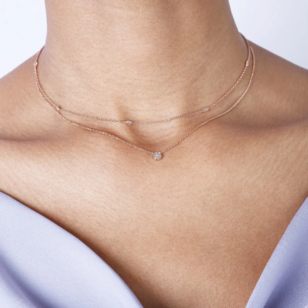 Diamond Micro Pav Round 14K Gold Necklace Croghans