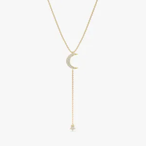 Diamond Moon and Star Lariat Necklace, Astrid SARAHELISE