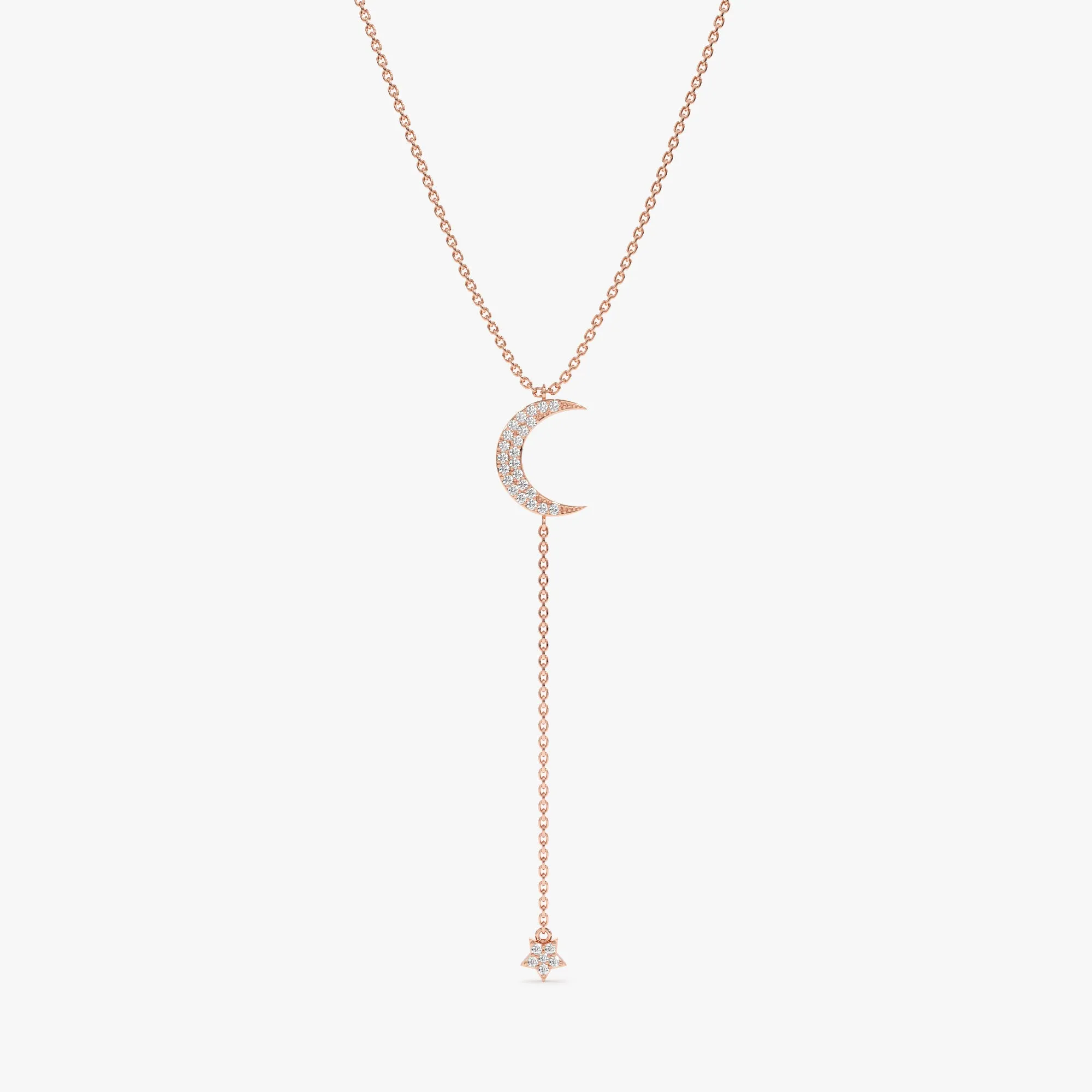 Diamond Moon and Star Lariat Necklace, Astrid SARAHELISE