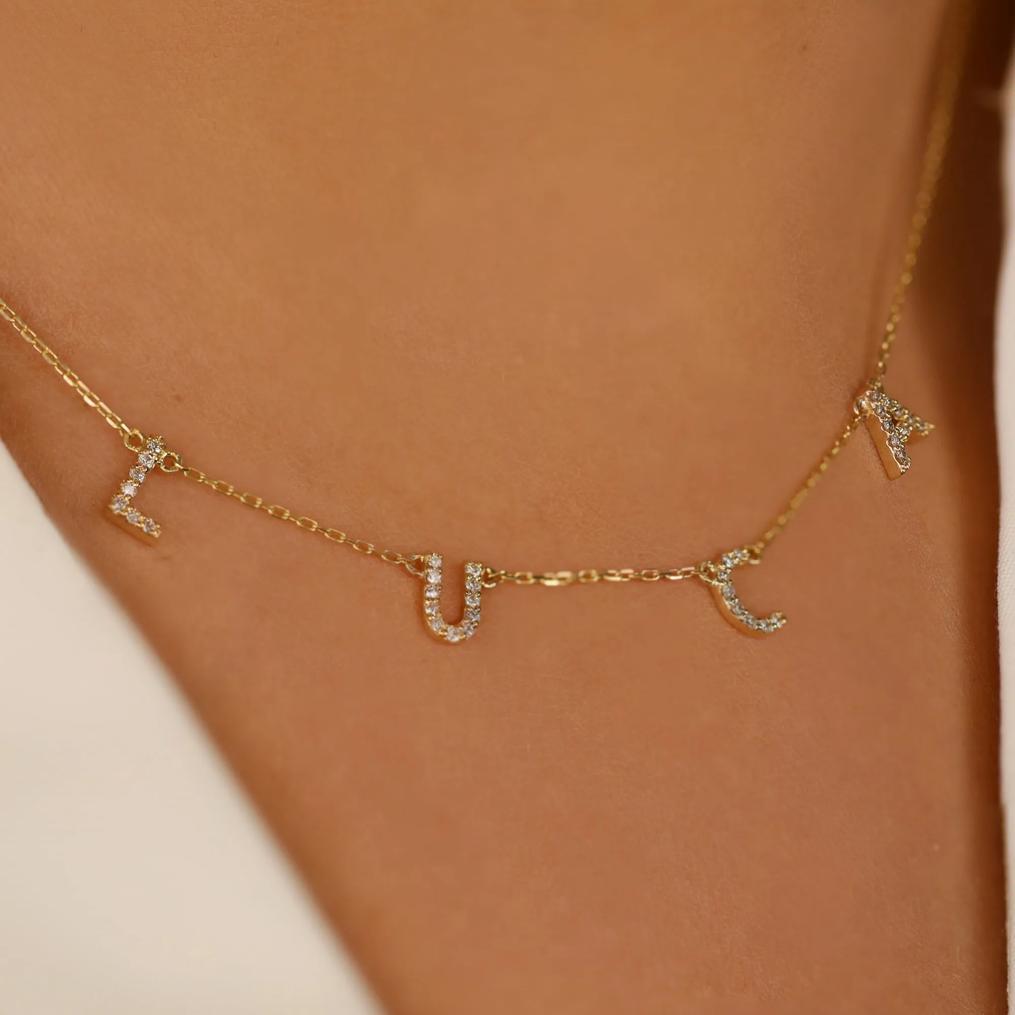 Diamond Name Station Necklace, Etta SARAHELISE