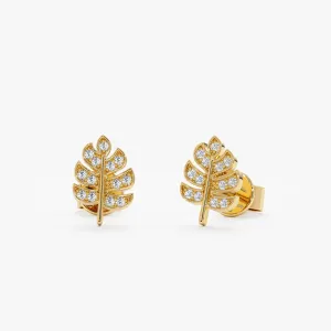 Diamond Palm Leaf Studs, Sasha SARAHELISE