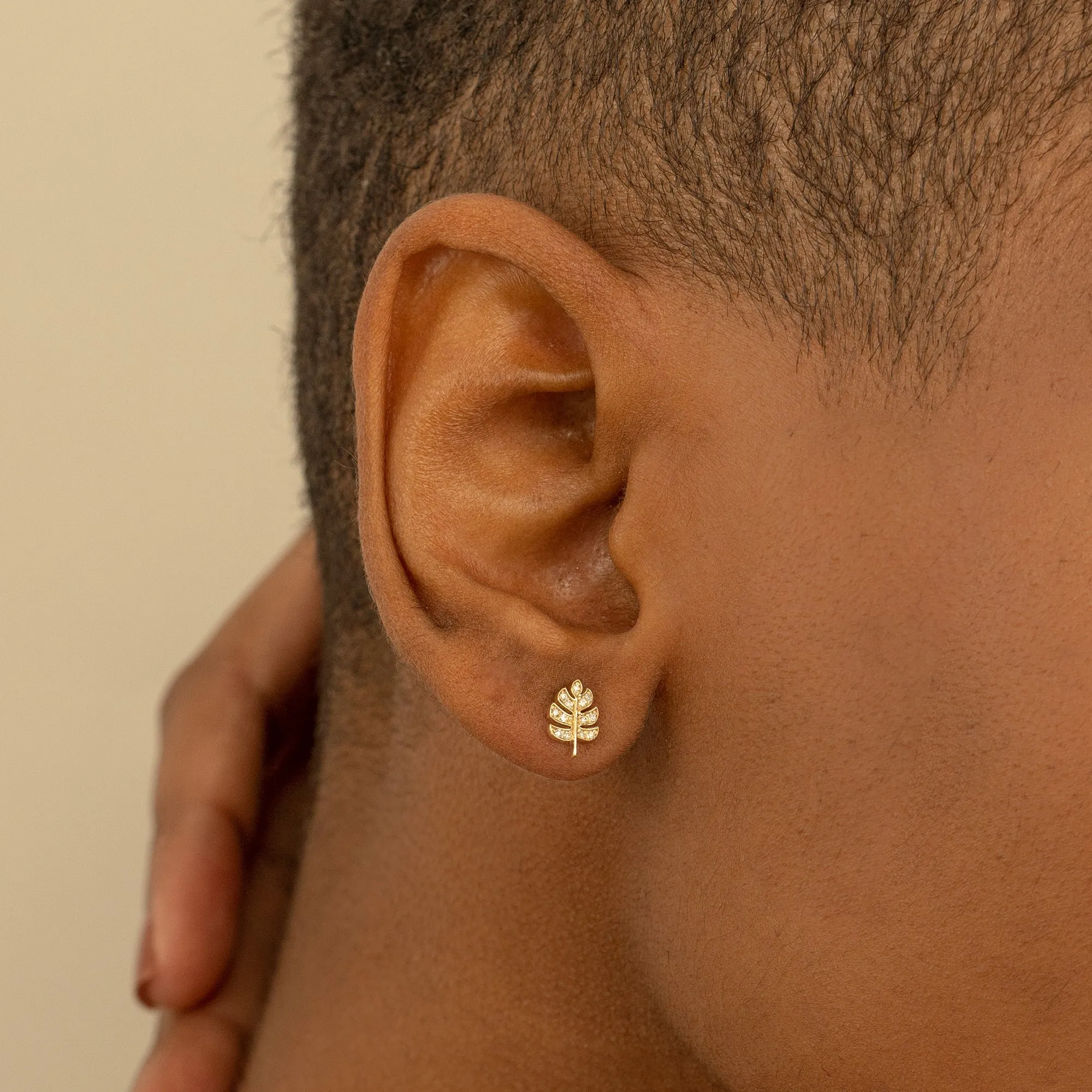 Diamond Palm Leaf Studs, Sasha SARAHELISE