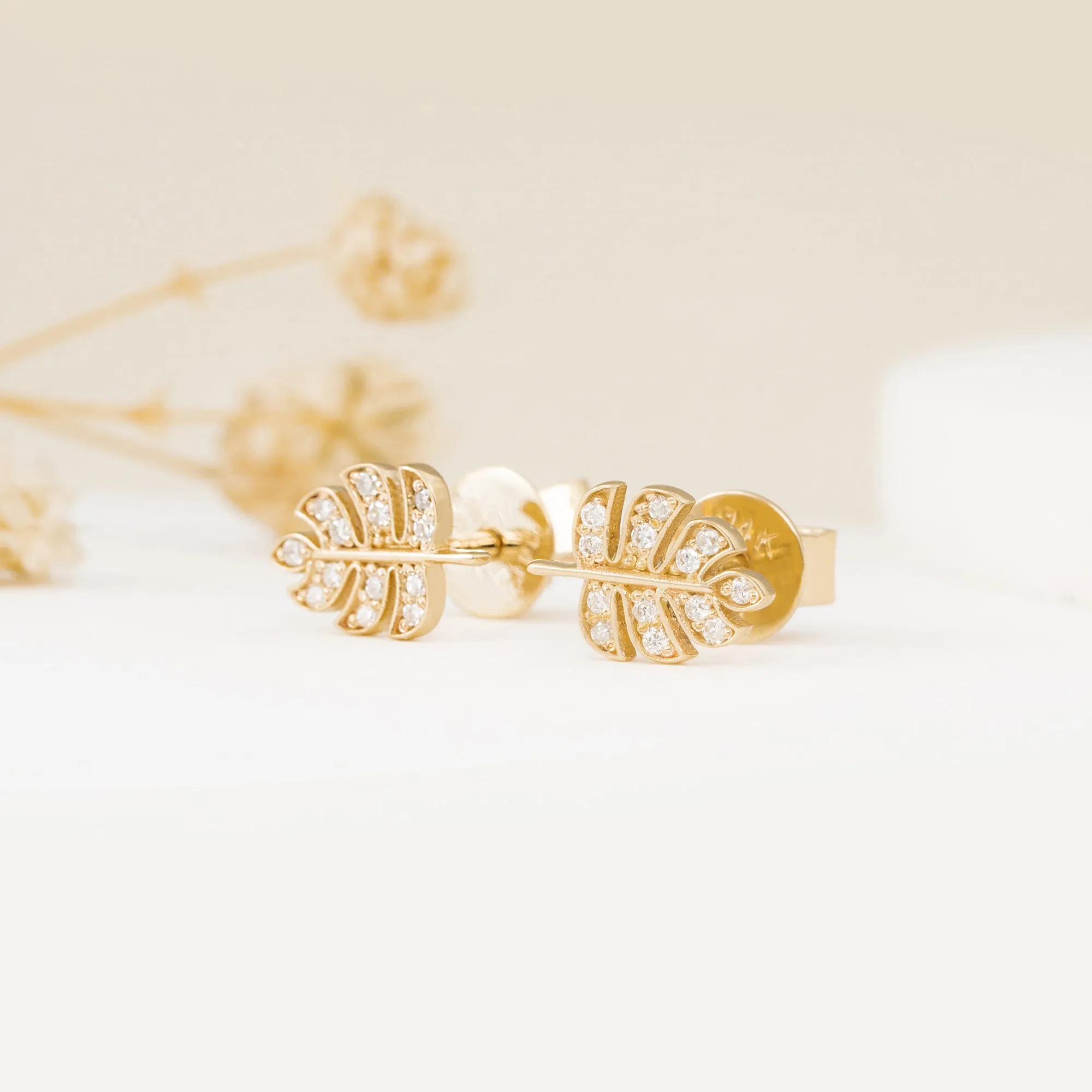 Diamond Palm Leaf Studs, Sasha SARAHELISE