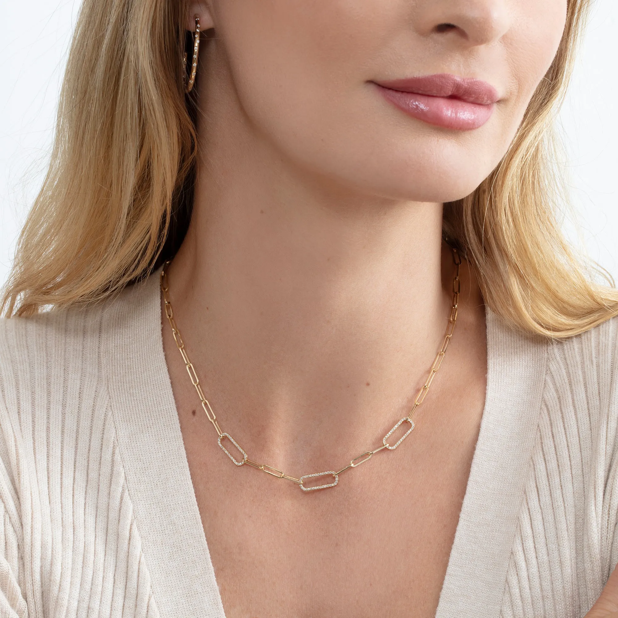 Diamond Paperclip Chain Necklace, Kori SARAHELISE