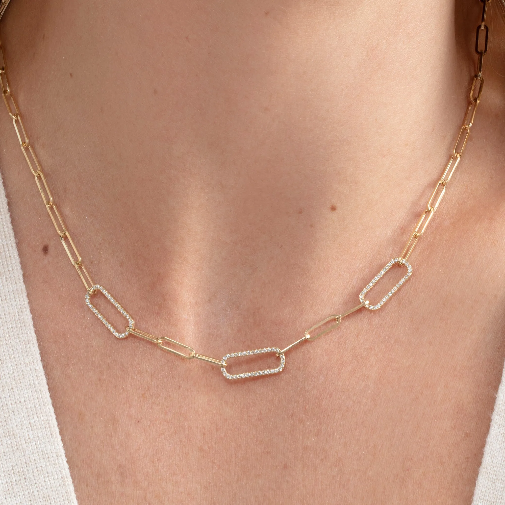 Diamond Paperclip Chain Necklace, Kori SARAHELISE