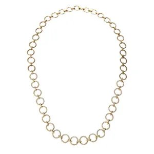 Diamond Pav Circle Link 14K Yellow Gold Necklace Croghans