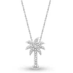 Diamond Pav Palm Tree 14K White Gold Pendant Necklace Croghans