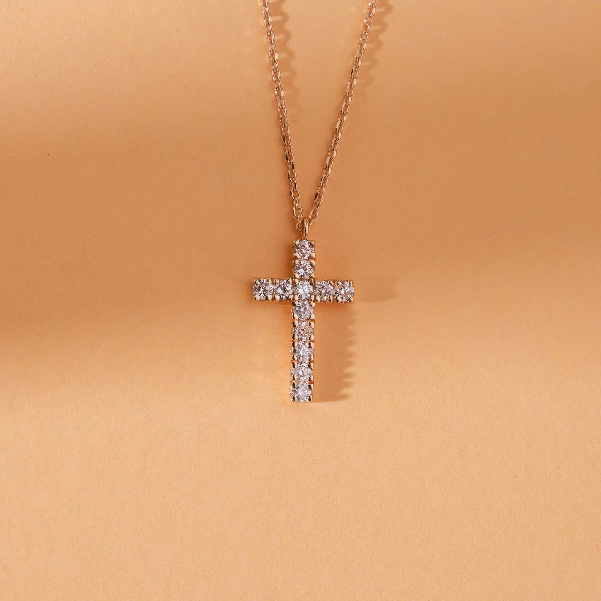 Diamond Paved Cross Necklace, Maria SARAHELISE