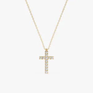 Diamond Paved Cross Necklace, Maria SARAHELISE