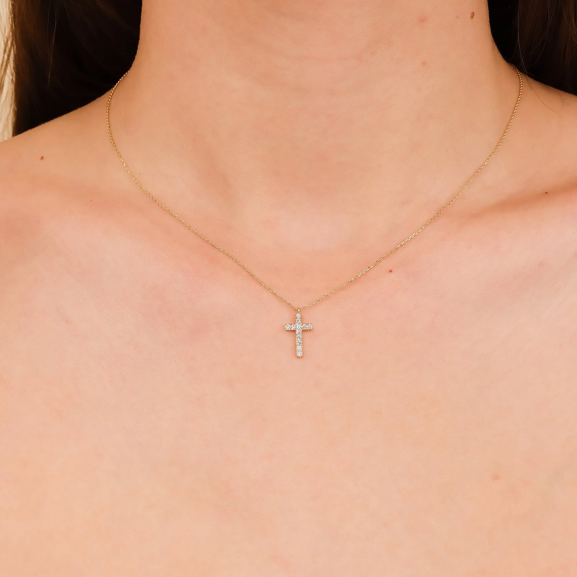 Diamond Paved Cross Necklace, Maria SARAHELISE
